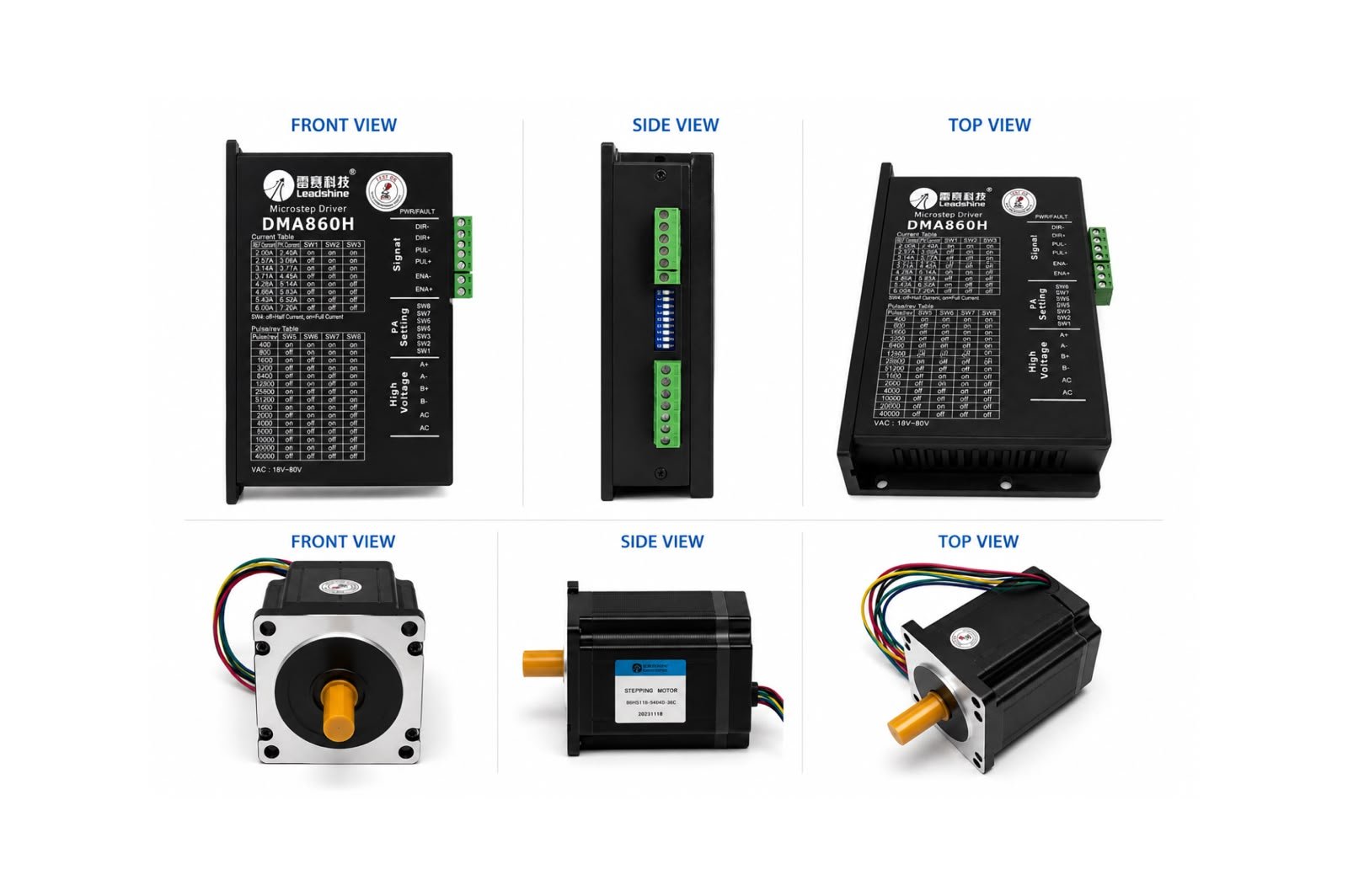 STEPPING MOTOR 86BHH114-504D-35C 2-Phase 4-Wires 5.2A 8Nm Nema34 Stepping Motor + LEADSHINE DMA860H Driver