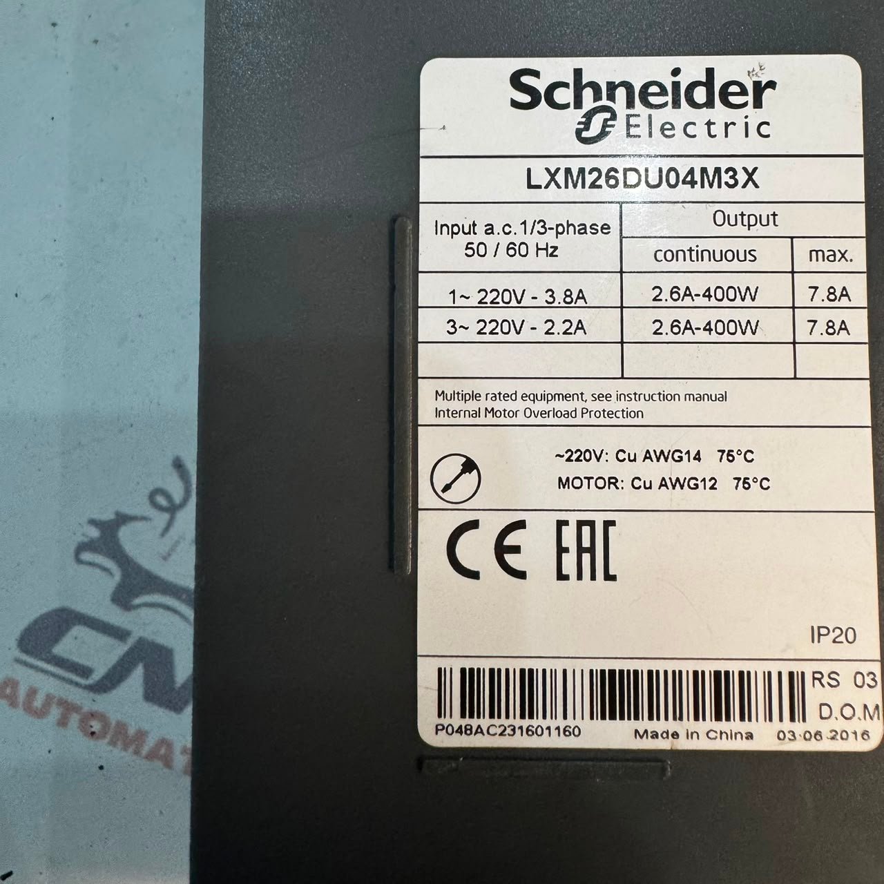 SCHNEIDER ELECTRIC 0.4Kw (400W) LXM26DU04M3X AC Servo Driver - Image 2