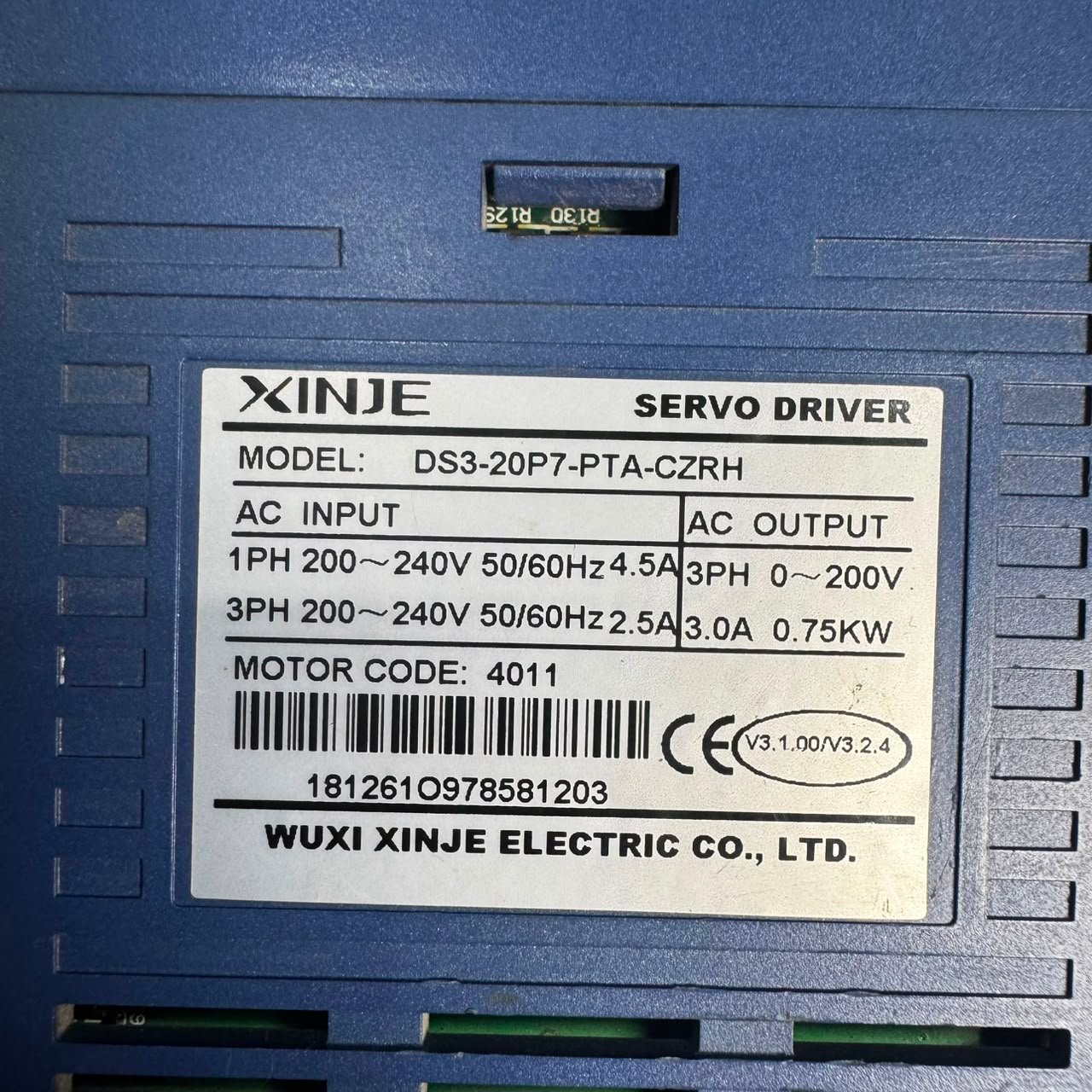 WUXI XINJE 0.75kw (750w) DS3L-20P7-PFA-CZRH / DS3L-20P7-PFA AC Servo Driver -WUXI XINJE 0.75Kw (750W) MS-80STE-M02430BZ-20P7 AC Servo Motor - Image 3